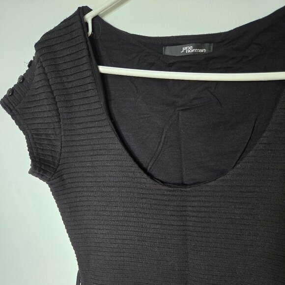 Cute curvy tight black mini dress, with black stripes texture. size US 12 - Picture 3 of 7